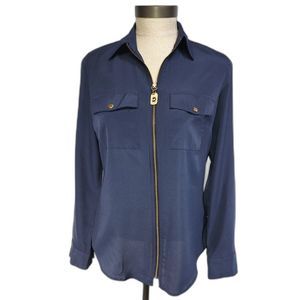 Michael Kors Women's Blue Zipper Blouse Size S
